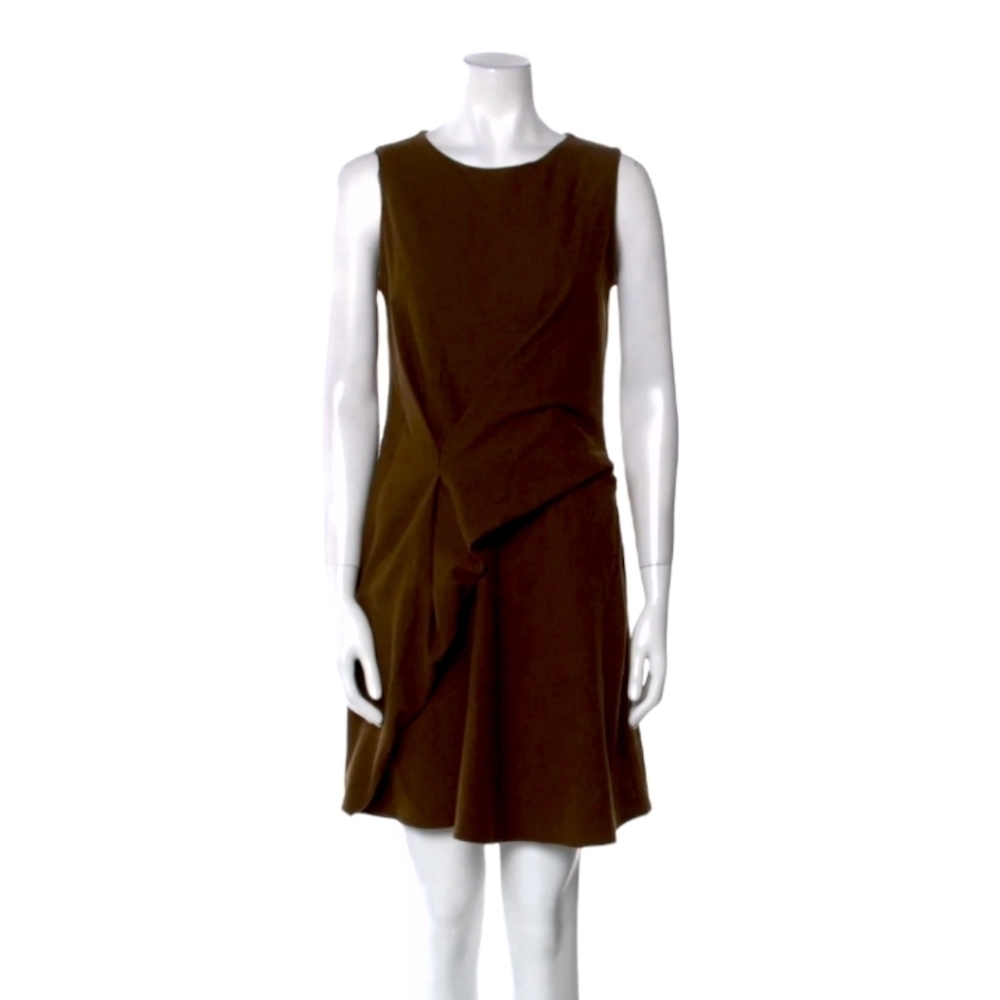 New Vanessa Bruno Brown Wool Blend Faux Wrap Dress